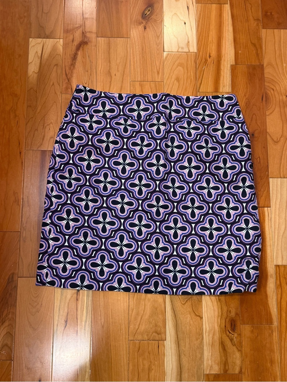 Ann Taylor Purple and Black Geometric Mini Skirt